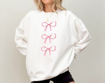 Pink Bow Sweatshirt, Coquette Shirt, Aesthetic Sweats, BFF Gift Idea, GF T Shirt, 4xl Sweater, Favorite Daughter Shirt, 90s Vibe, Y2K T