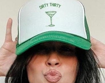 Dirty 30 Trucker Hat Bday Gifts for Friends 30th Birthday Gifts Spouse Gift Ideas Women SnapBack Alcohol Dirty Thirty Birthday Y2K Cap Bach