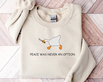 Bluza z kapturem Peace Was Never An Option Cute Coquette Clothes Funny Duck Hoodie Funny Goose Sweter Humorystyczny Sweat Shirt Goose Bluza z kapturem