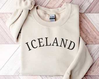 Sudadera islandesa, suéter islandés acogedor, camisa estética islandesa, regalo navideño único para compañeros de trabajo, cuello redondo de auroras boreales, regalo nórdico