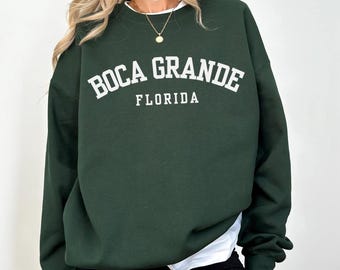 Boca Grande fl Bluza Floryda Wieczór panieński Plażowy Okrągły Dekolt Nadmorski Wnuczka Estetyczna Rodzina Stroje plażowe Koszulki uniwersyteckie Słodkie