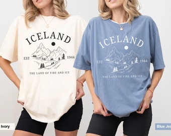 Iceland Shirt Europe Vacation Tshirt Icelandic Souvenirs Preppy Clothes Bday Gifts for Friends Norse Mythology Nordic Gift Hiker Sweat Cute