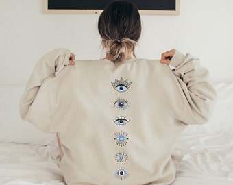 Evil Eye Sweatshirt Yogi Girl Good Energy Shirt Basic Witchy Bachelorette Third Eye T Shirt Spouse Gift Ideas Namaste Tshirt October Vibe