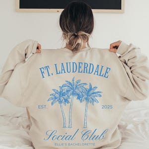 Ft Lauderdale-tröja Kust-Bach Anpassade brudfestartiklar Strand-Crown Neck Martinis och bikinis Bach-merchandise Coola brudtärnekläder Y2K