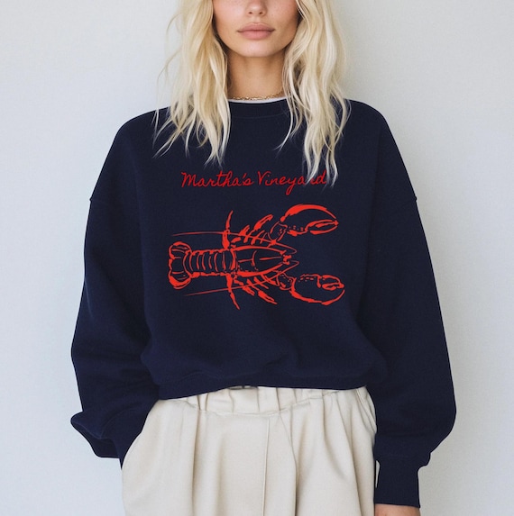 Martha’s Vineyard Sweatshirt Lobster Shirt Beachy Crewneck Oceancore Marthas Vineyard Shirt Massachusetts Sweat Coastal Granddaughter Cute T