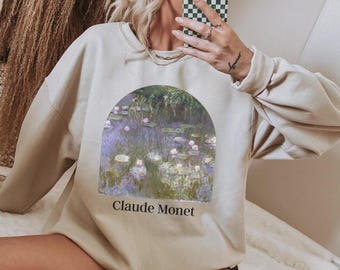 Monet Sweatshirt Claude Monet Sweater Painting Shirt Crewneck Vintage Pullover Famous Art Clothing French Impressionism Arsty Gift Art Gift