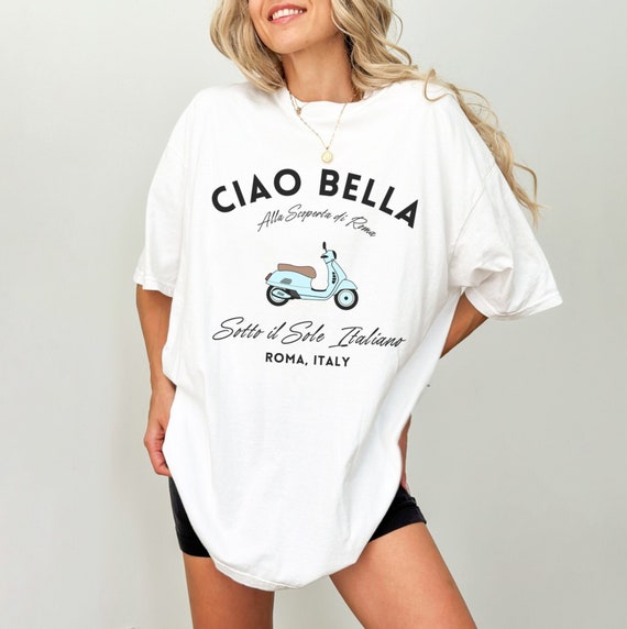 Ciao Bella Shirt Europe Vacation Shirt Blue Vespa Nonna Gifts Zia and Zio Naples Italy Preppy Clothes Moped Shirt BFF Gift Idea Etsy