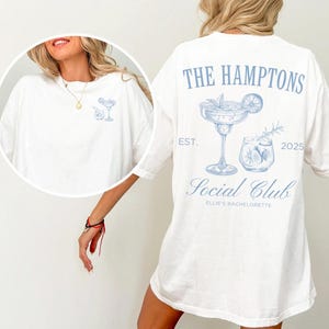 Hamptons Bachelorette Bach Social Club T-shirt Anpassade brudfestartiklar Kryddig Margarita-tröja Last Toast on the Coast Booze Crew Y2K