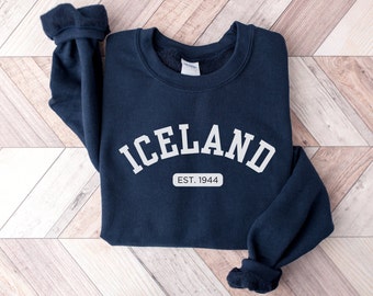 Sudadera de Islandia, suéter acogedor de Islandia, camiseta estética de Islandia, regalos de cumpleaños para amigos, auroras boreales, cuello redondo, regalo nórdico, ropa preppy