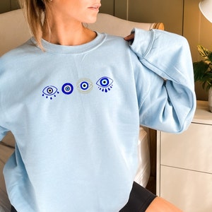 Evil Eye Sweatshirt, All Seeing Eye Crewneck, Mystical Sweatshirt, Evil Eye Shirt, Aesthetic Clothes, Astrology Ts, süryani nazar boncuğu