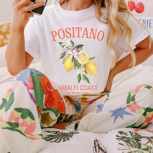 Positano Shirt Europe Vacation Tshirt Italia Top Fruit Clothes Women Cute Coquette Clothes Retro Y2K Foodie Shirt Amalfi Coast T Shirt