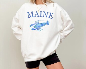 Maine Sweatshirts Lobster Shirt New England Tshirt Beachy Crewneck Family Beach Outfits Prezenty urodzinowe dla przyjaciół East Coast Sweater Y2K Outfit