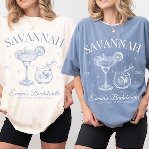 Savannah Möhippa T-shirt Sista skålen på kusten Margs och Matrimony Girls Weekend Swag Anpassade brudfestartiklar Y2K Möhippa Söt T-shirt
