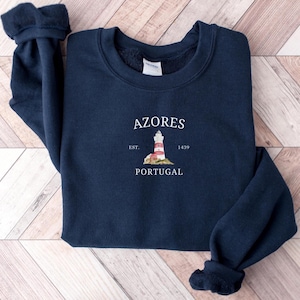 Azores Sweatshirt Lighthouse Tshirt Portugal Souvenir Europe Vacation Shirt Bday Gifts for Friends Beachy Crewneck Family Beach Outfits Cute