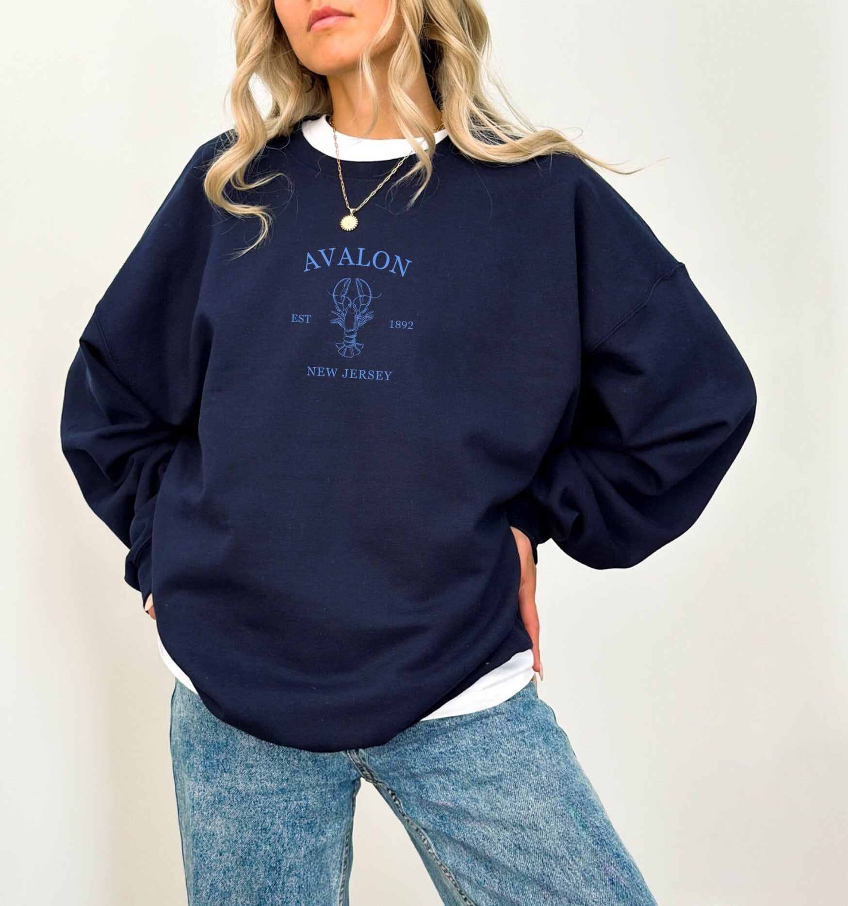 Avalon NJ Sweatshirt Lobster Sweater Beachy T Shirts Preppy