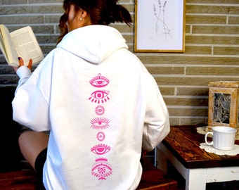 Celestial Hoodi, Evil Eye Hoodie, Third Eye Hoodie, Hamsa Sweatshirt, Evil Eye Sweats, Cute Hoodi, Hippie Clothes, Mystic Hoodie