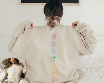 Chakra Sweatshirt 7 Chakras tshirt Mystical hoodies Yoga Crewneck Spiritual Meditation Bday Gifts for Friends Chakra hoodie Yogi Shirt Cute