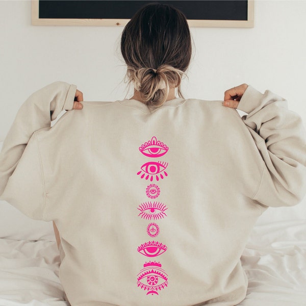 Pink Evil Eye, Pink Eye Sweatshirt, Evil Eye Sweatshirt, Evil Eye Sweatshirt Plus Size, Evil Eye Sweater, Evil Eye Shirt, VSCO Crewneck