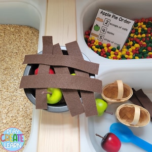 Apple Pie Math Sensory Bin