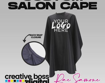 Custom Logo Salon Cape, Black Nylon, Barber Stylist Cape