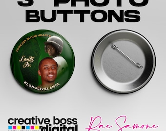 Custom Memorial Photo Button | 3" Remembrance Keepsake | Celebration of Life Favor | Funeral Tribute Pin