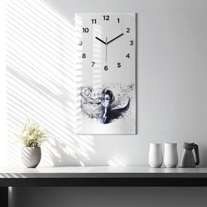 Illustration of a woman Minimalistic Clock, White Glass Clock, People Wall Clock, Personalised Clock, Numbers or Lines Collection