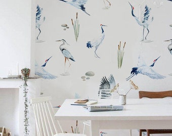 Removable wallpaper - Crane Wallpaper - Tropical Wallpaper - Self adhesive wallpaper - Temporary wallpaper - Wall mural, Birds wallpaper #20