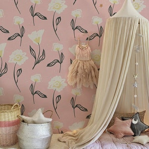 Removable wallpaper - Delicate Flowers Wallpaper - Floral Wallpaper - Temporary Wallpaper - Wall Covering Wallpaper Watercolor Wallpaper #75