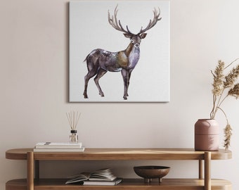 The deer is the king of the forest Canvas, Wall Art Picture, Brown Wall Decoration, Animals Canvas Art