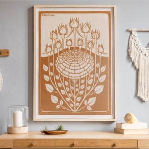 Rozenstruik 1919 door Julie de Graag poster, oranje muurkunst schilderijen, beige illustratie wordt afgedrukt, retro cadeau voor vrouw, kwaliteit graphics