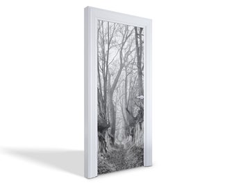 Dunkler Wald Türaufkleber, selbstklebende Landschaftstür, Türaufkleber, Bürotüraufkleber, selbstklebend