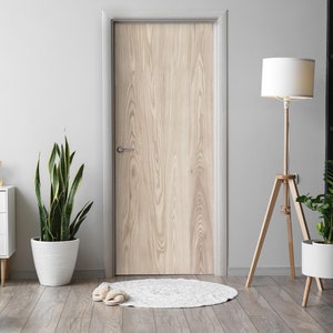 Wooden Texture Door Sticker, Self-Adhesive Cover, Texture Door Mural, Beige Door Decals, Office Door Stickers