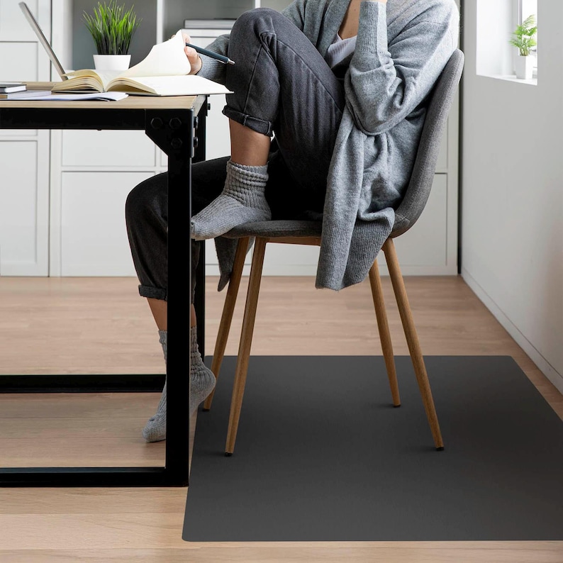 Color Black Chair Mat, Black Office Chair Floor Protector, Chair Floor Protector, Pattern Desk Chair Mat, Computer Chair Mat image 6
