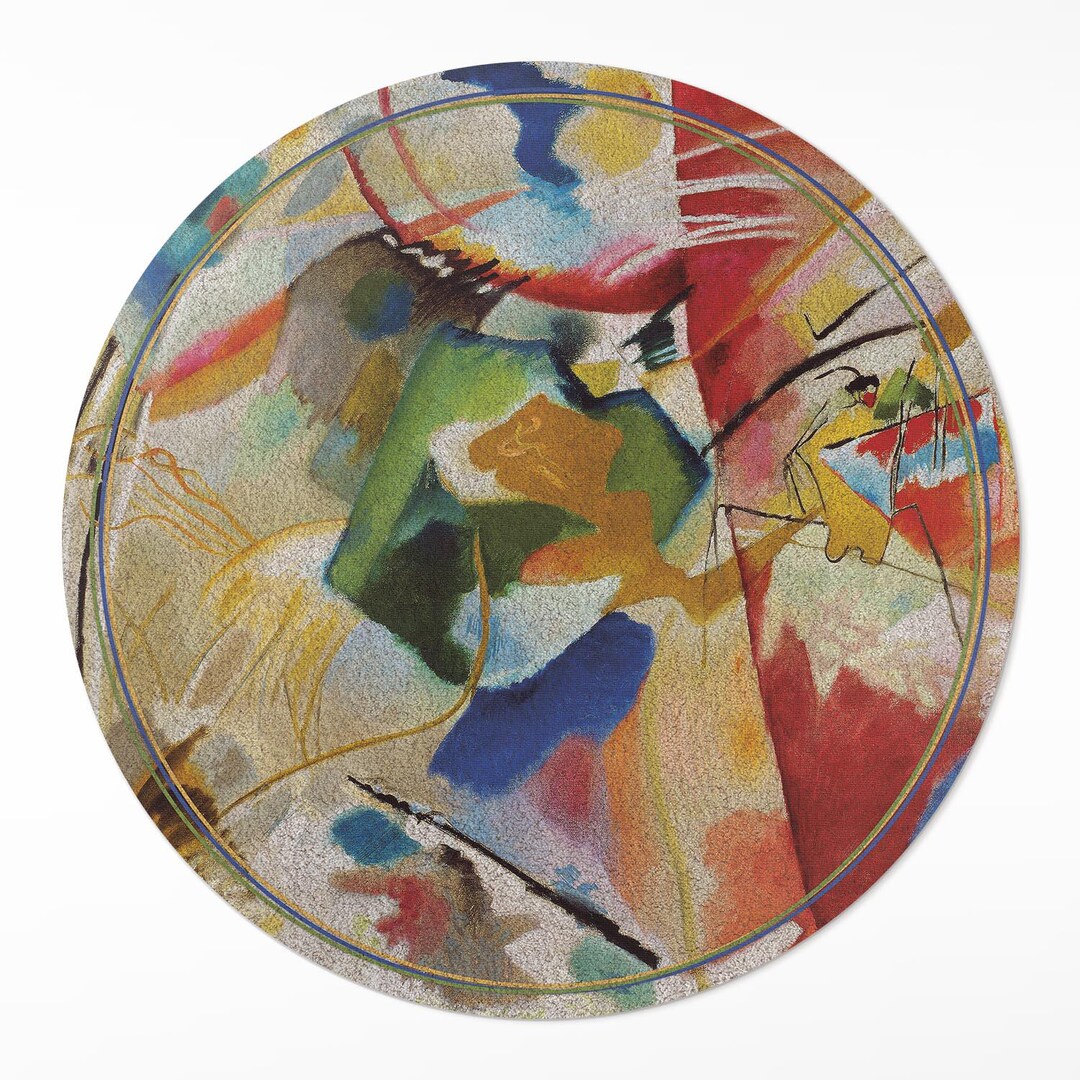 Kandiski Rug Green Center Wassily Kandinsky Round Area Rug, Abstraction Vinyl ...