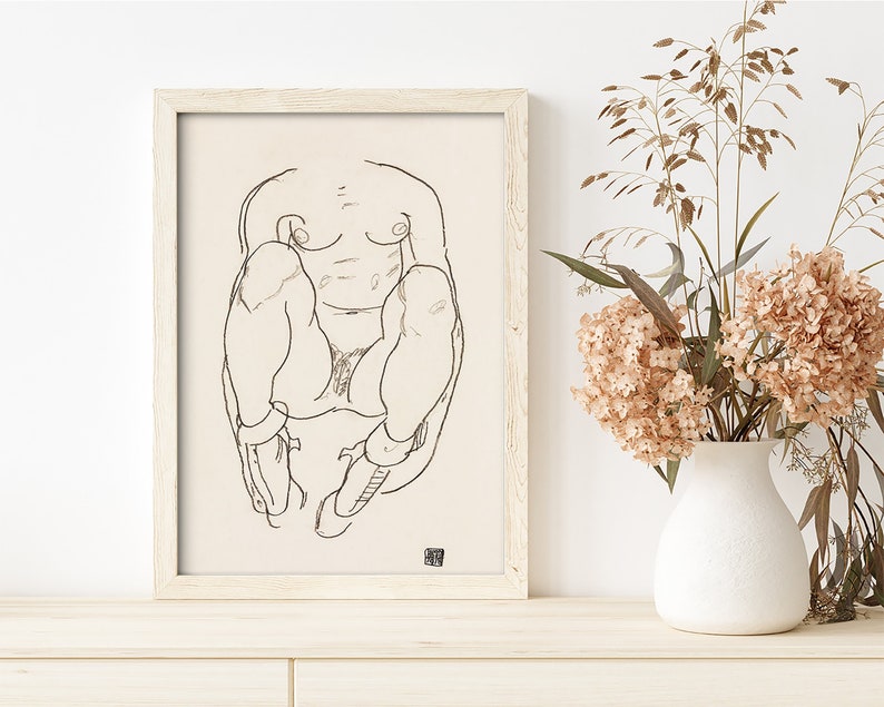 Poster Wall Art Naked Woman Spreading Legs Torso of A Seated Woman With