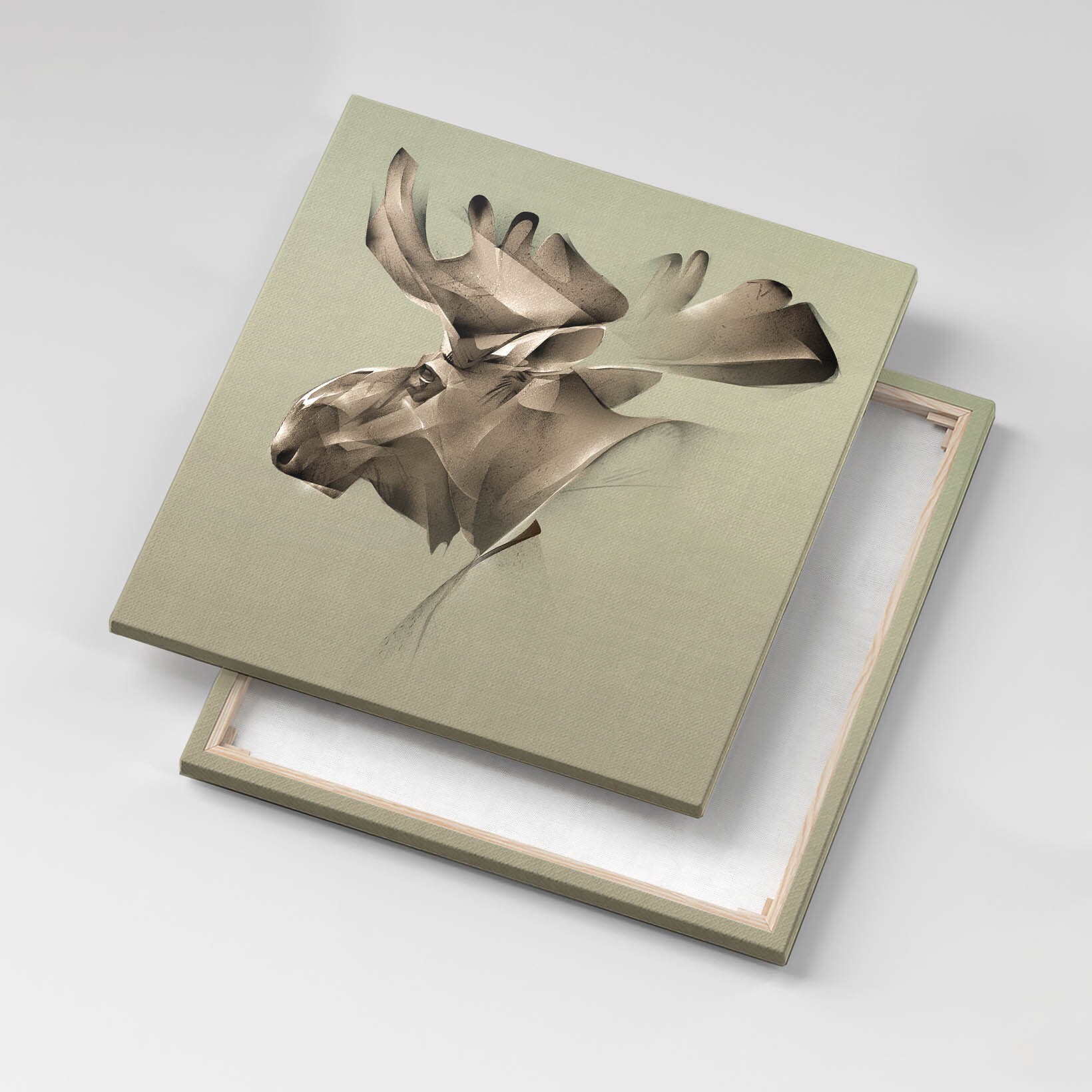 Graphic Representation of a Moose Canvas, Picture Wall Hanging, Brown ...