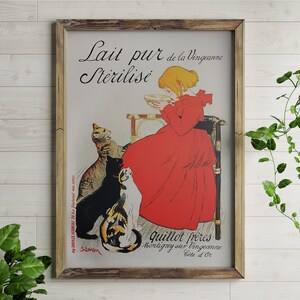 The Advertising Poster Of Milk With Girl And Cats  Les Maitres De Laffiche By Roger Marx 1897 Poster, Gray Museum Reproduction, Art Nouveau