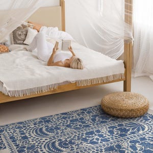 Hippie At Dacca By Sir Matthew Digby Wyatt Area Rug, Patterns Vinyl Flooring, Blue Bedroom Rug, Pet Friendly Rug, Easy To Clean Rug