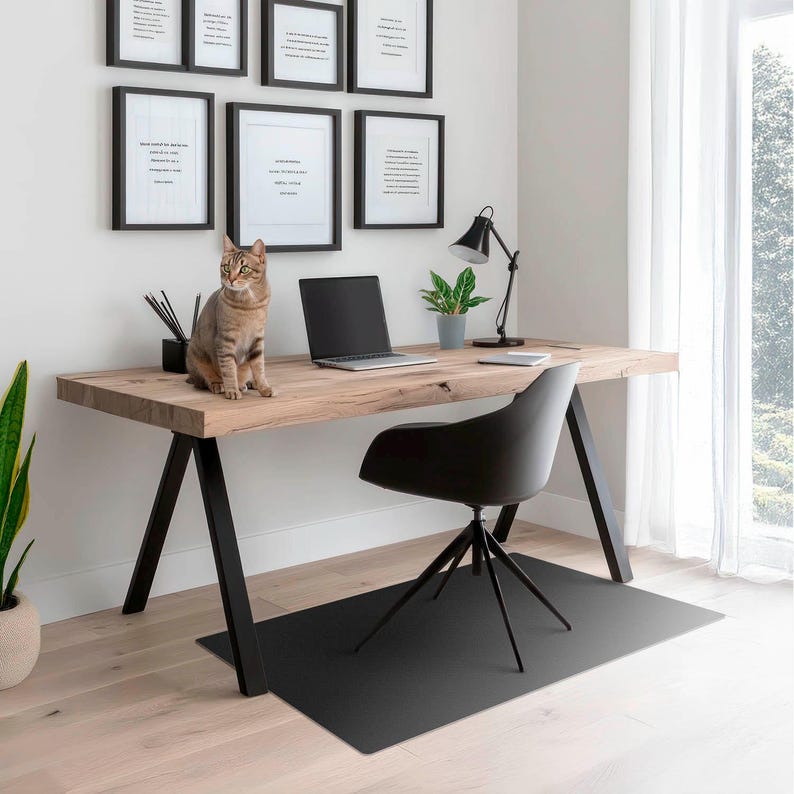 Color Black Chair Mat, Black Office Chair Floor Protector, Chair Floor Protector, Pattern Desk Chair Mat, Computer Chair Mat image 3