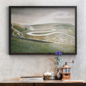 Eric Ravilious Cuckmere Haven 1939 Poster, Green Retro Home Decor, Gray Retro Wall Decoration, Retro Housewarming Gift