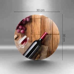 A Bottle Of Red Wine Cutting Board, Tempered Glass Chopping Board, Brown Kitchen Decorations, Large Chopping Board, Round Cutting Board image 8