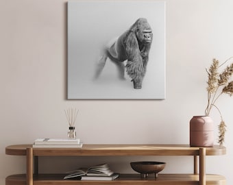Colección de arte de vida silvestre, lienzo, cuadro para colgar en la pared, decoración de pared gris, impresión en lienzo de animales