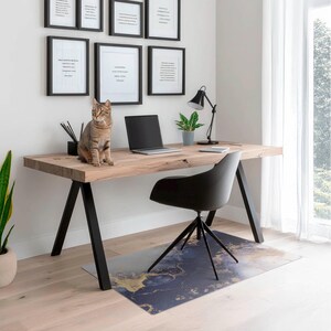 Alfombrilla de mármol abstracto para silla de oficina, alfombrilla azul marino, protector de suelo para silla de oficina, protector de suelo para silla con diseño abstracto, alfombrilla para silla de escritorio imagen 4