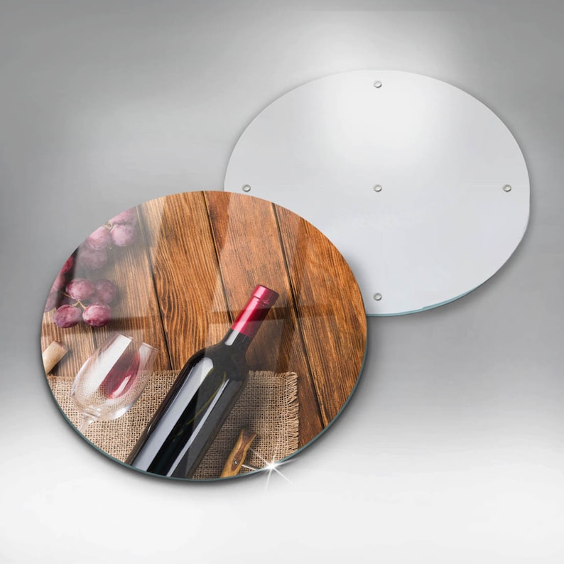 A Bottle Of Red Wine Cutting Board, Tempered Glass Chopping Board, Brown Kitchen Decorations, Large Chopping Board, Round Cutting Board image 6