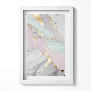 Marble Pattern Framed Art, Abstraction Illustration in Frame , Multicolored Wall Art, Home Decorations