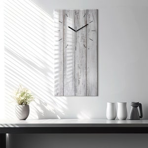 Painted boards Printed Clock, White Glass Clock, Nature Modern Wall Clock, Horizontal Decorative Clock, Numbers or Lines