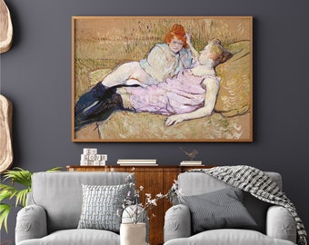 Poster "Il divano" di Henri De Toulouse Lautrec, riproduzione museale beige, Art Nouveau arancione, regalo retrò per una nuova casa, grafica di qualità