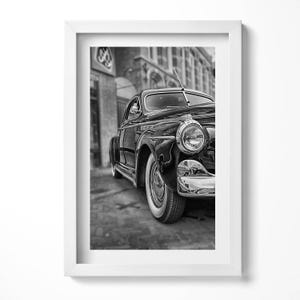 Old Classic Car Print in Frame, Vehicles Art Print, Gray Wall Art, Home Decorations