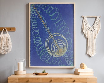 Poster Hilma Af Klint Primordial Chaos n. 16, tema blu old school, grafica eclettica gialla, regalo di nozze retrò, grafica di qualità