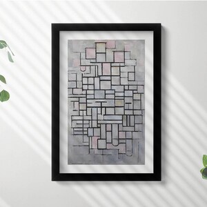 Modern Art - Geometric Sketch Print in Frame, Abstraction Art Print, Gray Wall Art, Home Decorations